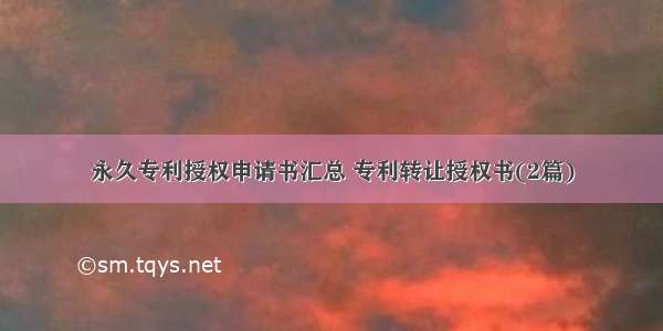 永久专利授权申请书汇总 专利转让授权书(2篇)