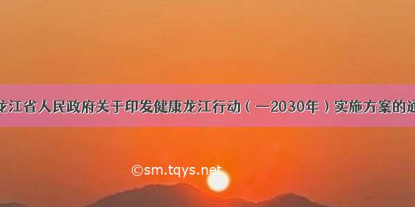 黑龙江省人民政府关于印发健康龙江行动（—2030年）实施方案的通知