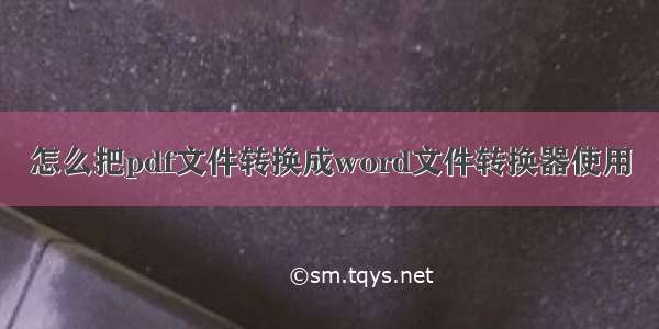 怎么把pdf文件转换成word文件转换器使用