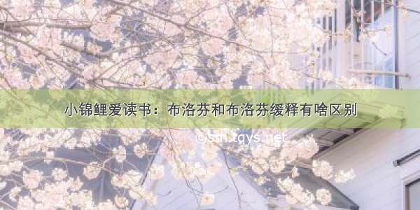 小锦鲤爱读书：布洛芬和布洛芬缓释有啥区别