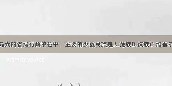 我国面积最大的省级行政单位中．主要的少数民族是A.藏族B.汉族C.维吾尔族D.满族