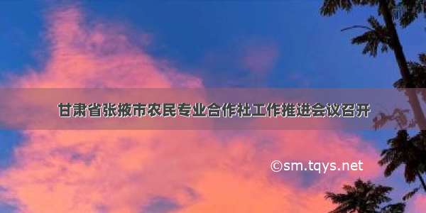 甘肃省张掖市农民专业合作社工作推进会议召开
