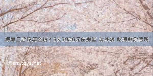 海南三亚该怎么玩？5天3000元住别墅 玩冲浪 吃海鲜你信吗