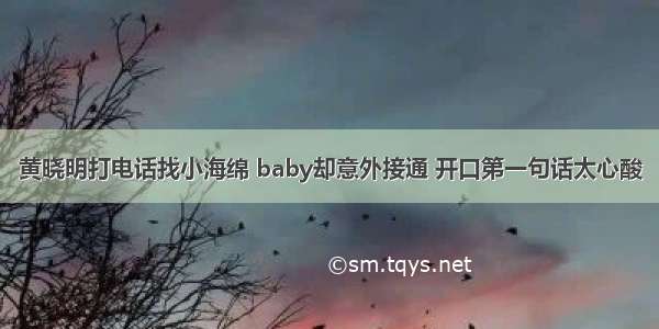 黄晓明打电话找小海绵 baby却意外接通 开口第一句话太心酸