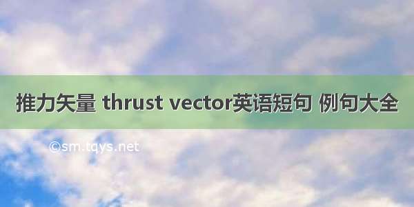 推力矢量 thrust vector英语短句 例句大全