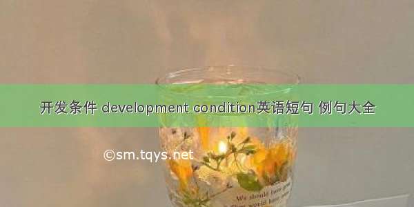 开发条件 development condition英语短句 例句大全