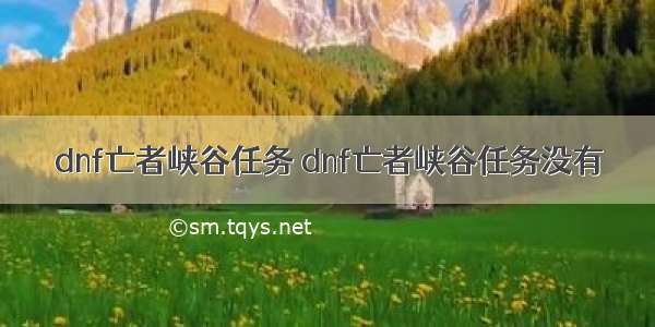 dnf亡者峡谷任务 dnf亡者峡谷任务没有