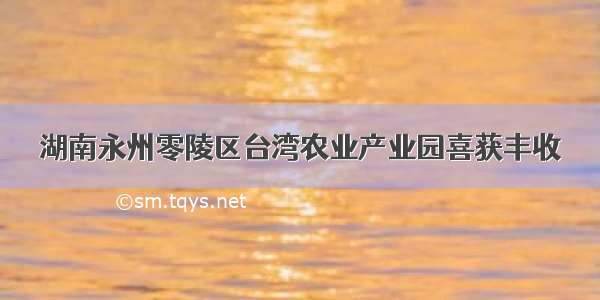 湖南永州零陵区台湾农业产业园喜获丰收