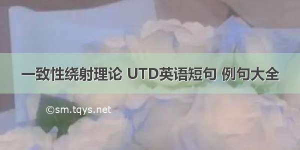 一致性绕射理论 UTD英语短句 例句大全