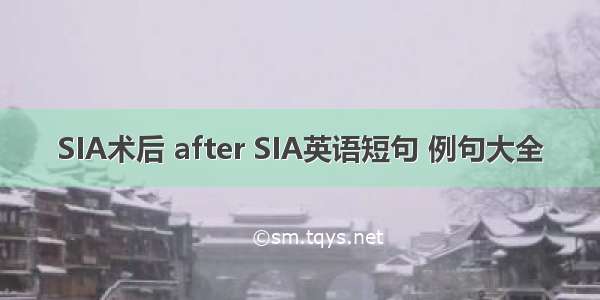 SIA术后 after SIA英语短句 例句大全