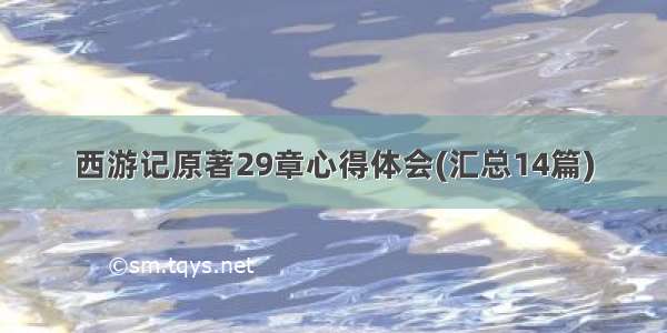 西游记原著29章心得体会(汇总14篇)