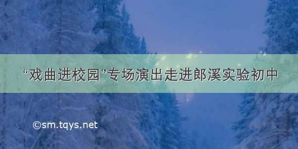 “戏曲进校园”专场演出走进郎溪实验初中