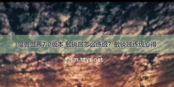 魔兽世界7.0版本 敏锐贼怎么练级？敏锐贼练级心得