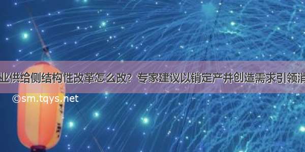 农业供给侧结构性改革怎么改？专家建议以销定产并创造需求引领消费