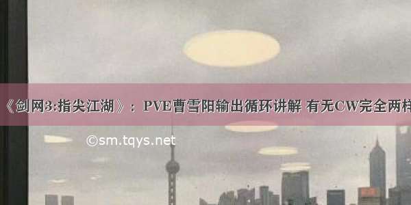 《剑网3:指尖江湖》：PVE曹雪阳输出循环讲解 有无CW完全两样