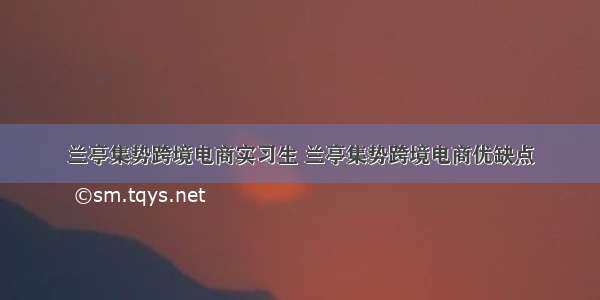 兰亭集势跨境电商实习生 兰亭集势跨境电商优缺点