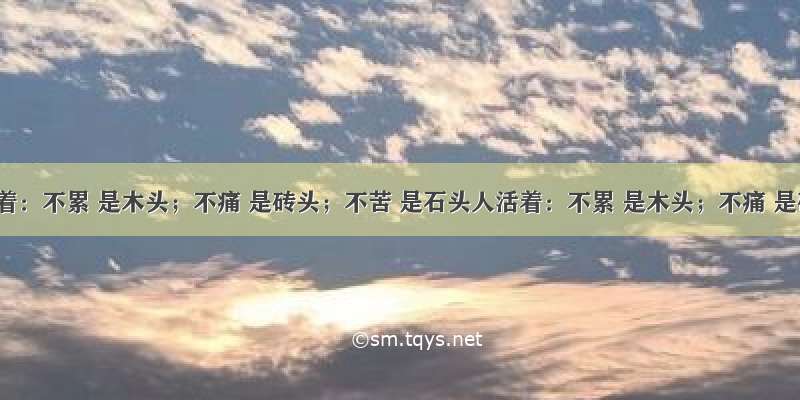 人活着：不累 是木头；不痛 是砖头；不苦 是石头人活着：不累 是木头；不痛 是砖