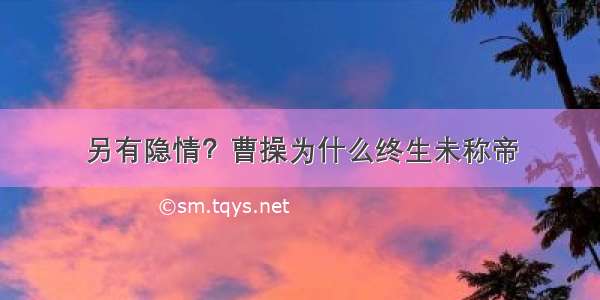 另有隐情？曹操为什么终生未称帝