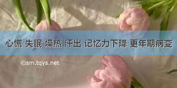 心慌 失眠 燥热 汗出 记忆力下降 更年期病变