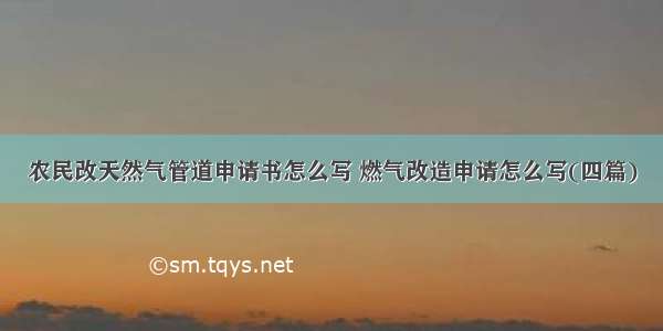 农民改天然气管道申请书怎么写 燃气改造申请怎么写(四篇)