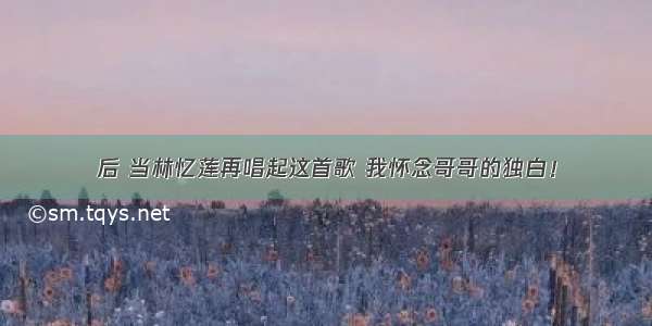 后 当林忆莲再唱起这首歌 我怀念哥哥的独白！