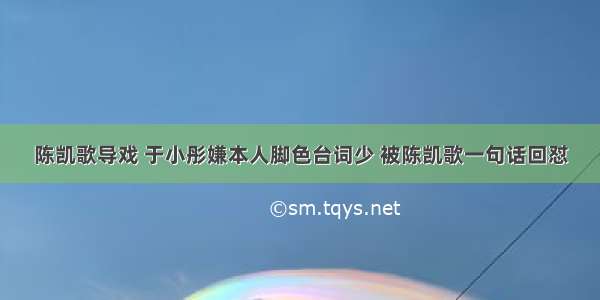 陈凯歌导戏 于小彤嫌本人脚色台词少 被陈凯歌一句话回怼