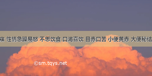 患者不寐 性情急躁易怒 不思饮食 口渴喜饮 目赤口苦 小便黄赤 大便秘结 舌红苔