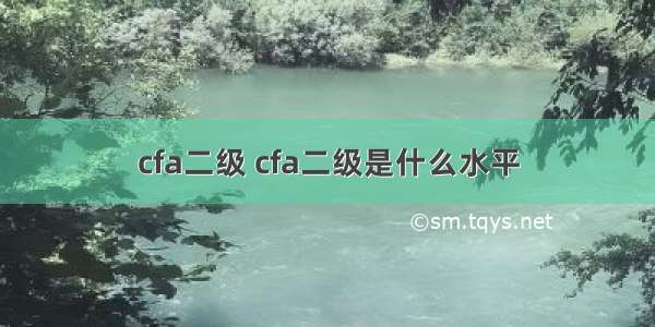 cfa二级 cfa二级是什么水平