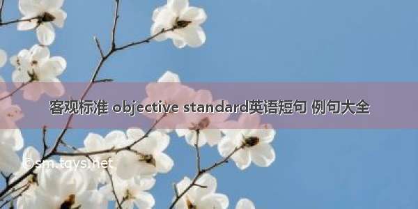 客观标准 objective standard英语短句 例句大全