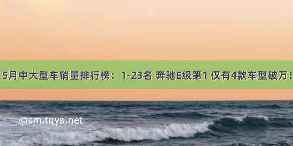 5月中大型车销量排行榜：1-23名 奔驰E级第1 仅有4款车型破万！