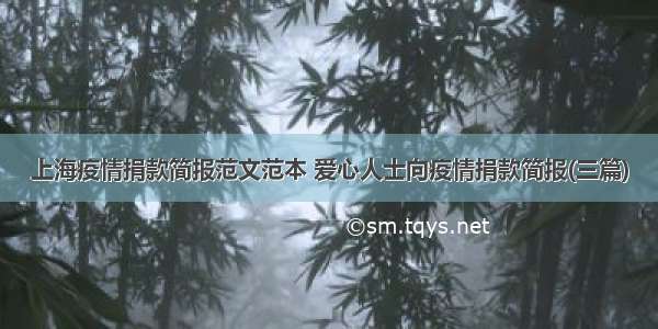 上海疫情捐款简报范文范本 爱心人士向疫情捐款简报(三篇)