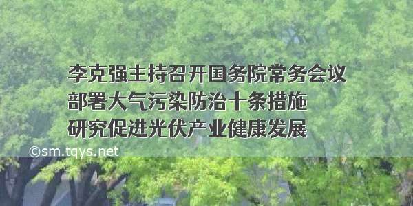 李克强主持召开国务院常务会议
部署大气污染防治十条措施
研究促进光伏产业健康发展