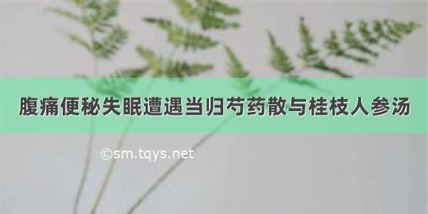 腹痛便秘失眠遭遇当归芍药散与桂枝人参汤