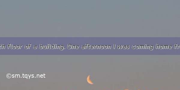 I live on the twelfth floor of a building. One afternoon I was coming home from a friend’s