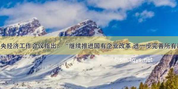 单选题中央经济工作会议指出：“继续推进国有企业改革 进一步完善所有制结构 要