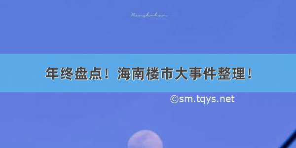 年终盘点！海南楼市大事件整理！