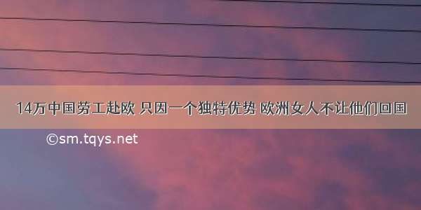 14万中国劳工赴欧 只因一个独特优势 欧洲女人不让他们回国