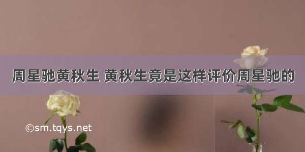 周星驰黄秋生 黄秋生竟是这样评价周星驰的