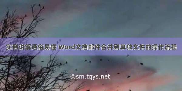 实例讲解通俗易懂 Word文档邮件合并到单独文件的操作流程