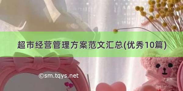 超市经营管理方案范文汇总(优秀10篇)