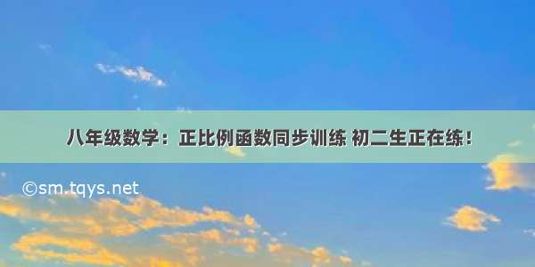 八年级数学：正比例函数同步训练 初二生正在练！