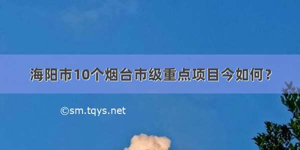 海阳市10个烟台市级重点项目今如何？