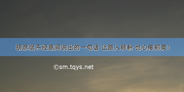 胡彦斌不经意间说出的一句话 让路人转粉 也心疼郑爽！