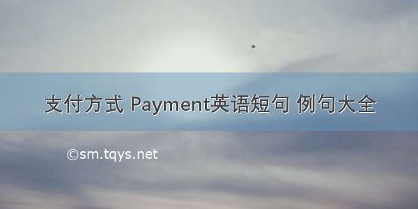 支付方式 Payment英语短句 例句大全