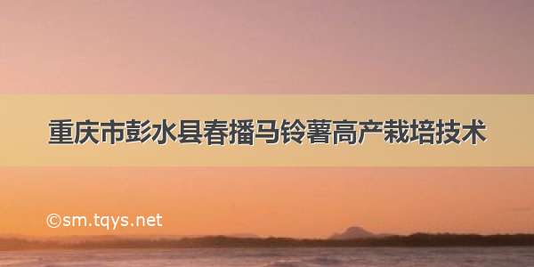 重庆市彭水县春播马铃薯高产栽培技术