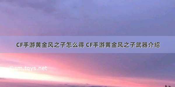 CF手游黄金风之子怎么得 CF手游黄金风之子武器介绍