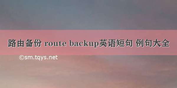 路由备份 route backup英语短句 例句大全