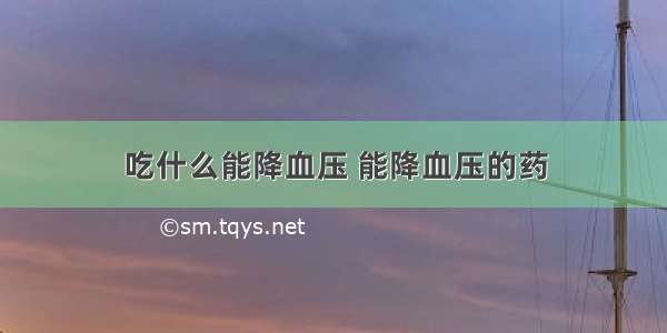 吃什么能降血压 能降血压的药