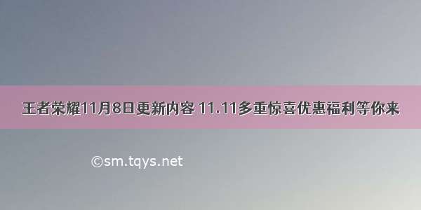 王者荣耀11月8日更新内容 11.11多重惊喜优惠福利等你来