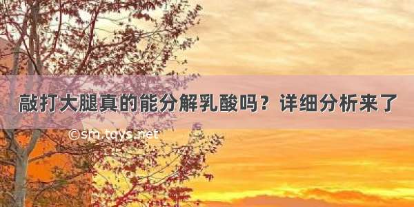 敲打大腿真的能分解乳酸吗？详细分析来了